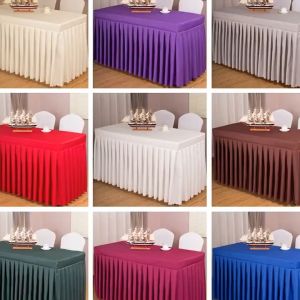 Rectangle Table Cloth Cover Foldable Table Skirt for Hotel Banquet Wedding Party Decor
