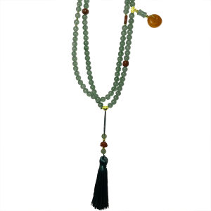 Green Beaded Tassel Crossbody Chinese Style Necklace for Qipao Sweater