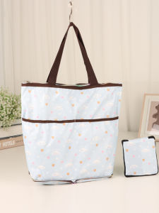 Large Capacity Foldable Eco-friendly Zipper Lock Thickened Version Big Size Printing Waterproof Portable Travel Shopping Bag Vegetable Bag