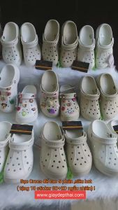 Giày Sục CROCS Chữ đế cao 5 cm siêu hot (tặng 10 sticker 2D 3D ngẫu nhiên)