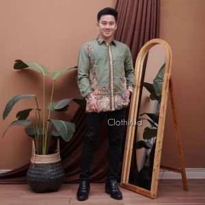 Dress cheongsam teratai sage - dress natal - dress pesta - dress batik modern
