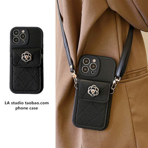 Redmi Note12 Pro+ Phone Case Small Fragrance Style Camellia Card Holder Crossbody Strap Womens Model Miui/Xiaomi Protective Shell