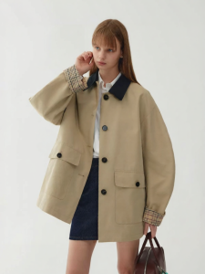 fano studios | Áo Khoác Trench Coat Thiết Kế Retro Cổ Notch Đa Màu