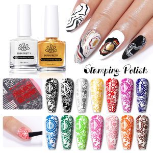 BORN PRETTY 10m Stamping Nail Polish White Black Gold Red Colorful Nail Art Printing Varnish DIY for Nail Plate Design Varnish