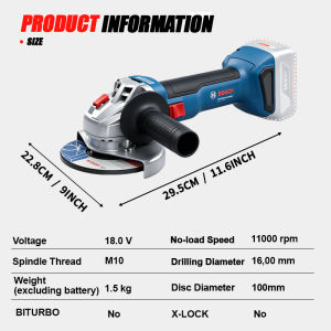 Bosch | BOSCH GWS 18V-8 Cordless Angle Grinder 18V Professional Brushless M10 Slide Switch Metal Cutting Grinding BOSCH Power Tools
