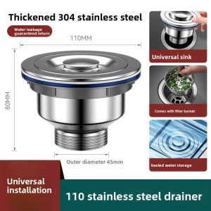 MONLEYTA | Stainless Steel Kitchen Sink Drain Pipe Set Old Style Vegetable Washing Basin Drainage Accessories Complete Manleyta Brand
