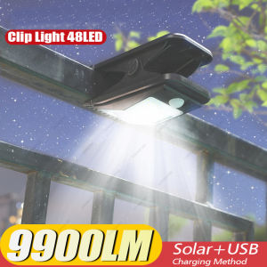 YD-18 Solar Clip Light Outdoor Portable Waterproof Body Sensor Lamp Courtyard Garden Lamp Patio Home Camping Wall Lights