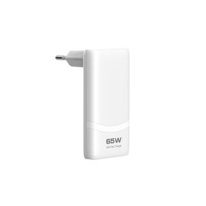 Flat GaN USB C Dual-Port Fast Wall Charger 65W Compact Power Adapter with Foldable Plug for Mobile Phone