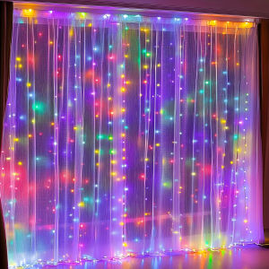 3m×3m USB Copper Wire Curtain Lights with Remote 8 Modes Fairy String Lights for Bedroom Wedding Party Home Wall Decor