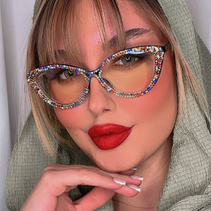 (GENTLE MOSCOT) European and American Lightweight Diamond Glasses Retro Anti Blue Light Cat Eye Eyeglasses Frame