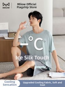 MiiOW | Đồ Ngủ Mùa Hè Nam Phong Cách Đơn Giản Elegante Áo Ngắn Tay Chất Liệu Lụa Băng