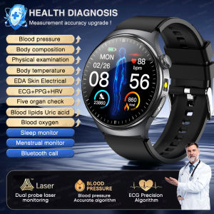 GUHUAVMI | 2026 New 24h AI Doctor Online Diagnosis Smart Watch ECG Uric Acid BP Blood Oxygen Heart Rate Temp Bluetooth Call Smartwatch Men