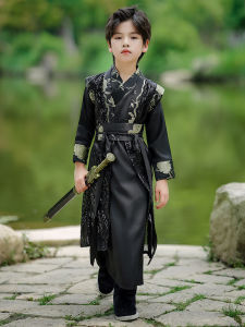 ชุดกิ๊บตุ๊กตาจีนสำหรับเด็กชาย ชุดโบราณ ฤดูใบไม้ร่วง ปี 2025 ใหม่ ชุดจีนโบราณ ชุดการแสดง