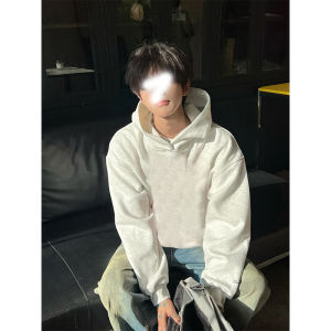 Heavyweight Hoodie Mens White Flower Grey Autumn Commute Japanese Cleanfit Premium Feel Jacket Loose Fit Casual Youth Trend