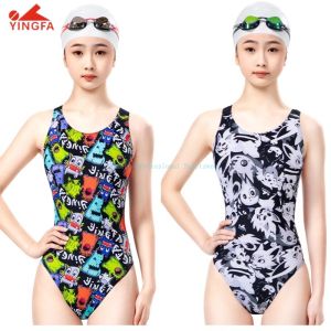 Yingfa in hình phim hoạt hình đào tạo áo tắm tăng cường hiệu suất cô gái kháng Clo Áo Bơi Chuyên Nghiệp Đồ Bơi Thiếu Niên