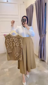 SETELAN WANITA 3 IN 1 PREMIUM VEST KEMEJA ROK TERBARU SUPER CANTIK BESTSELLER / ONESET 3in1 / SETELAN 3 IN 1 TERBARU KEKINIAN