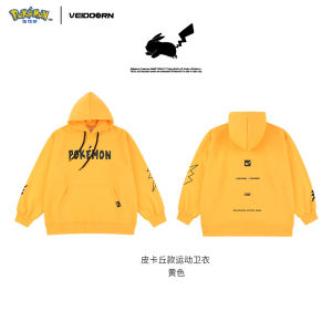 VEIDOORN Pokemon Collaborative Long Sleeve Hoodie Fleece Lined Sports Jacket Mens Autumn Winter Basketball American Style