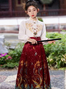 Spring Autumn Girls Cheongsam Set Traditional Chinese Costume Large Children Hanfu Ensemble for Girls Ages 3 to 13 Years Old
