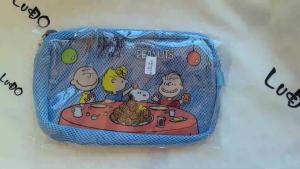 Snoopy Biscuit Cute Cartoon Print Foldable Storage Shopping Bag Large Capacity Lipstick Cosmetics Zipper Bag Portable Tote Bag Make Up Bag Packing Bag