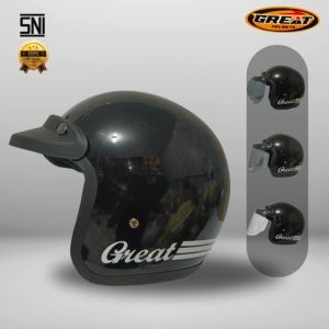Great Helm Bogo Original Glossy Hitam Termurah Pria Wanita 100% SNI G06