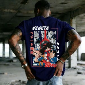 Bandai | 2026 Dragon Ball Double Protagonist Wukong Vegeta Print Short Sleeve 90s Style Street T-shirt Summer Mens and Womens Y2k Top