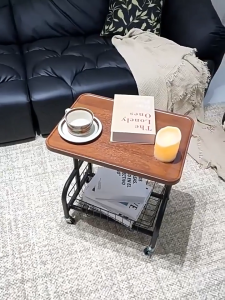 โต๊ะชา มีล้อ ชั้นวางของรถเข็น รถเข็นเก็บของ โต๊ะข้างโซฟา ทำด้วยไม้ โต๊ะข้างเตียง
