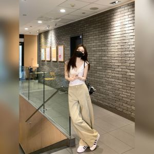 YUFUQING | Khaki Wide Leg Pants High Waist Casual Versatile Fashionable Commute Style Loose Slimming Summer Leisure Trousers