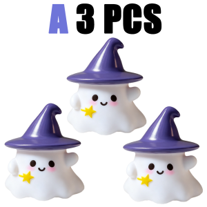 Bandai | Night Light Halloween Cute Ghost Witch Hat Pumpkin Silicone LED Lamp Desktop Ornament Home Party Atmosphere Decor Holiday Gift