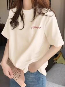 Summer New Womens Short Sleeve T-Shirt Pure Cotton Half Sleeve Loose Fit Regular Shoulder Design Comfortable Breathable Cotton Tees