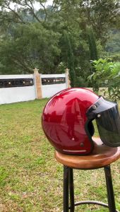 Helm Bogo Dewasa Retro Full Leher Kaca Flat Injak SNI SKS