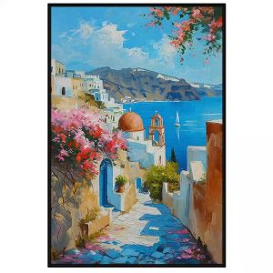 Tranh phong cảnh châu âu bờ biển sơn dầu. Tranh treo tường dán tường Canvas. CGI-236