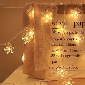 Snowflake LED String Lights Fairy Lights Snowflake Star Ball Christmas Garlands Outdoor String for Room Wedding Party New Year Decoration Battery Operated Fairy Lights for Bedroom Dorm Patio Garden Christmas Party for Christmas Xmas Gift