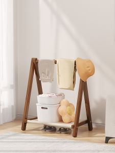 Bedside Foldable Clothes Hanger Rack Evening Bedroom Storage Organizer Hotel Headboard Floor Standing Coat Hook Shelf