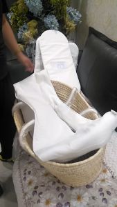 Handcraft Natural Cornleaf Sleeping Basket Rocking Chair Baby Beds Cribs Infant Swing Cradle Bassinet Newborn Moses Basket Stand Baby Moses Basket Rocker Stand - Natural Wood