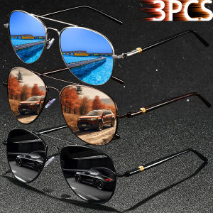 3 PCS Fashion Vintage Square Metal Frame Sunglasses Men Women Fishing Driving Luxury Brand Designer Sun Glasses Eyewear UV400