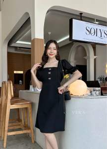 IDAR DRESS เดรสแฟชั่น เดรสออกงานคอเหลี่ยมแต่งแขนตุ๊กตาชีฟอง by Lamoon Apparel