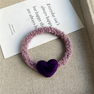 Fluffy Pink Heart Shaped Hair Ties Womens High Elasticity Durable Hair Bands Autumn Winter New Style Cute Hair Bands Hair Rings