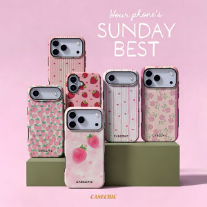 Potdemiel | Pink Strawberry Dream For 2 in 1 Flower Case For iPhone 17 16 15 14 13 Pro Max Luxury Phone Cover CaseChic