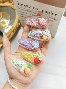 New Arrival Fruit Series Kids Barrettes Girls Shredded Hairpin Hair Accessories Quicksand BB Clip Cute Edge Clip Headdress Bang Clip