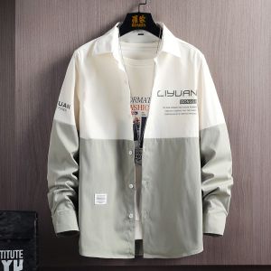 ROMON | Romon Long Sleeve Casual Shirt Mens Spring Summer Loose Trendy Thin Style Autumn Workwear Jacket Outerwear Polyester Fiber