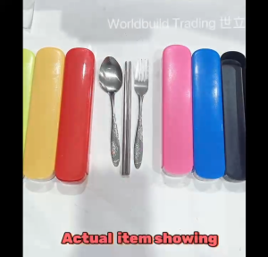 3in1 Portable Spoon Fork Chopsticks Set Bento Use Tableware Set Reusable Stainless Spoon Set with Storage Case
