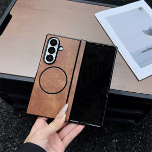szhaiyu | Luxury Leather Hinge Phone Case for Samsung Galaxy Fold 8 7 6 5 4 3 ZFold7 ZFold6 Wireless Charge Magnetic Protective Hard Cover