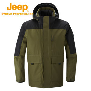 Jeep | Jeep Mens Outdoor Three-in-One Down Jacket Windproof Warm Non-Clumping Waterproof Sports Coat Breathable Polyester Fabric