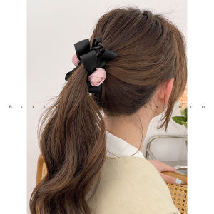 Elegant French Vintage Pink Rose Satin Ribbon Butterfly Knot Hair Clip Anti-Slip Banana Clip for Women Stylish Vertical Style