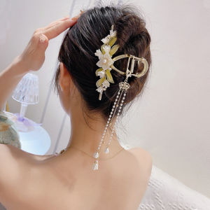 Large Size Metal Ancient Style Tassel Hair Clip Fashionable Ethnic Hair Accessories Comb Fish Tail Clip Back of Head Hair Clip