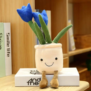 33CM Cây Hoa Tulip Sống Động Như Thật Đồ Chơi Nhồi Bông Mềm Mại Hoa Trong Chậu Để Kệ Sách Polyester PP Cotton Filled Quà Tặng Cho Lứa Tuổi 6-12