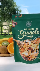 Granola - Ngũ cốc hạt loại bịch 400g sấy mật ong không đường Tây Nguyên Food - Việt Nam