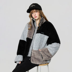 Turn Signal | Vintage Casual Faux Shearling Stand Collar Oversized Warm Womens Jacket