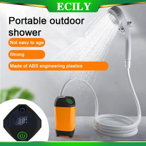ECILY IPX7กันน้ำพร้อมจอแสดงผลดิจิตอลปั๊มฝักบัวไฟฟ้าแบบพกพาสำหรับการเดินเขาการเดินทางชายหาดการรดน้ำของสัตว์เลี้ยง
