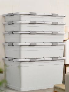 กล่องเก็บของพลาสติกขนาดใหญ่สำหรับใส่เสื้อผ้า กล่องเก็บของใต้เตียง กล่องเก็บของแบบแบนสำหรับใช้ในบ้าน กล่องเก็บเสื้อผ้าแบบญี่ปุ่น